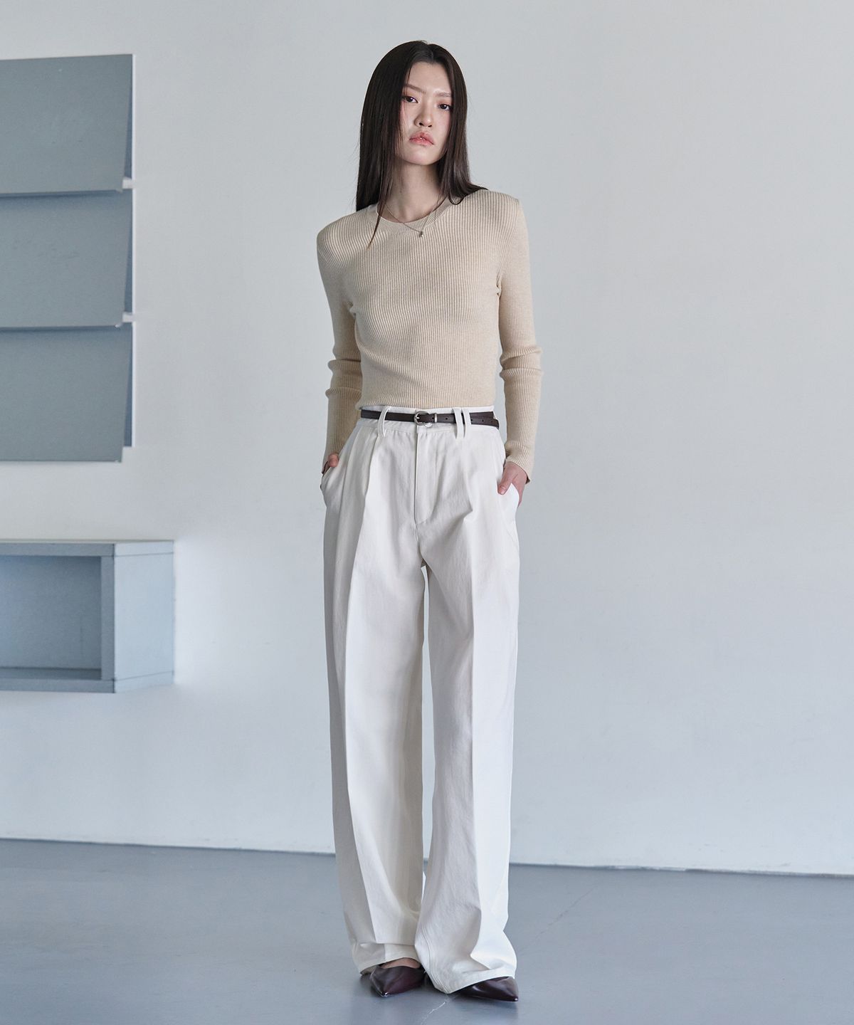 데케트 우먼(DECET WOMEN) 2Pleats Wide Pants DCWPT012Ivory