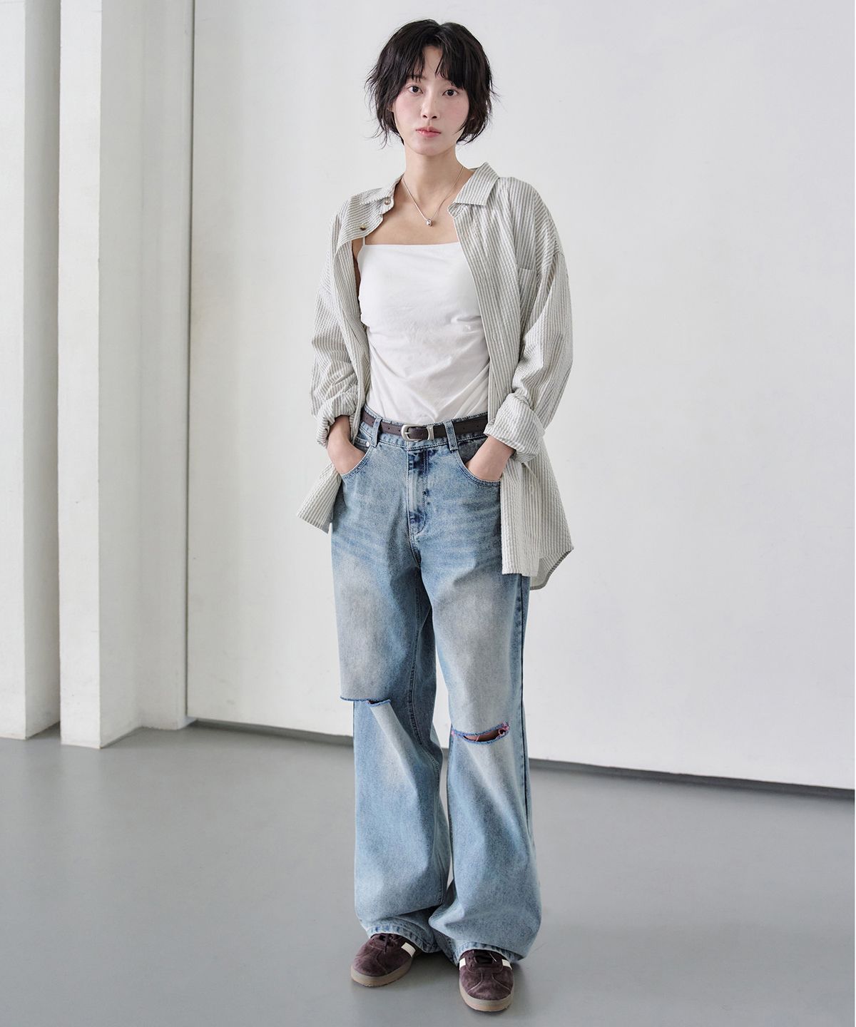 데케트 우먼(DECET WOMEN) Cut Wide Jeans DCWPT009LBlueB