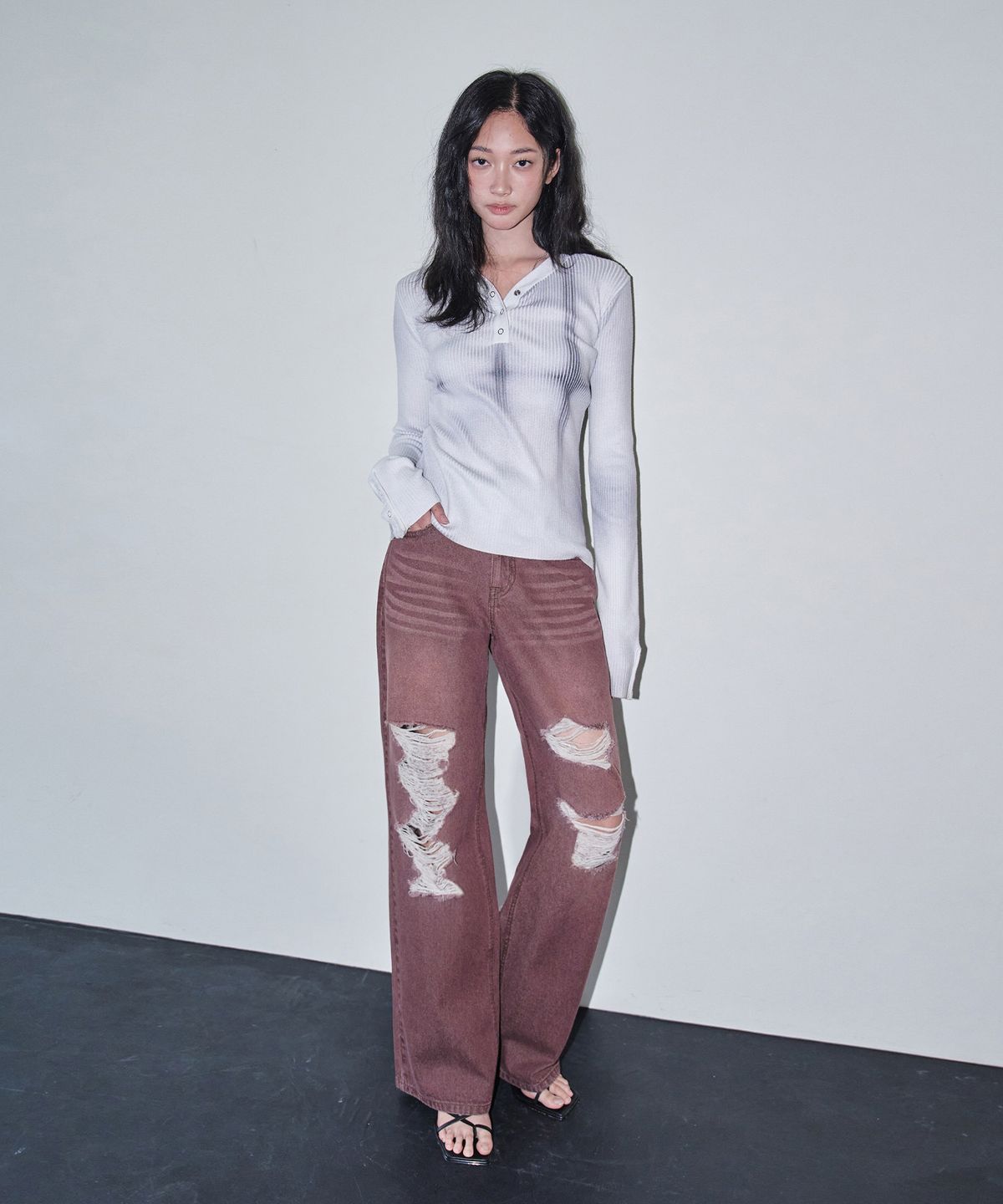 데케트 우먼(DECET WOMEN) Destroy Jeans DCWPT008Wine