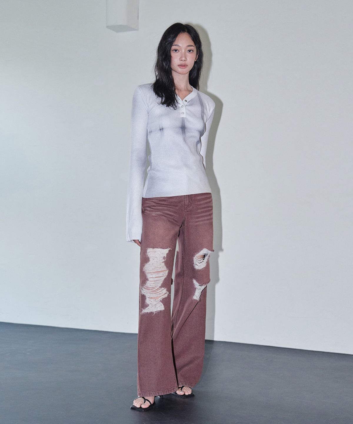 데케트 우먼(DECET WOMEN) Destroy Jeans DCWPT008Wine