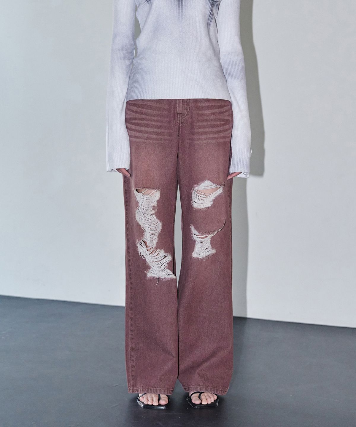 데케트 우먼(DECET WOMEN) Destroy Jeans DCWPT008Wine