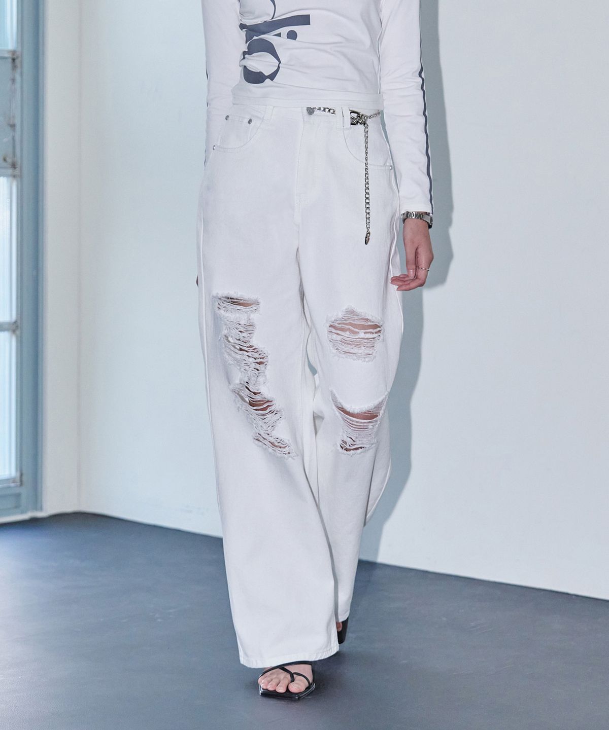 데케트 우먼(DECET WOMEN) Destroy Jeans DCWPT008Ivory