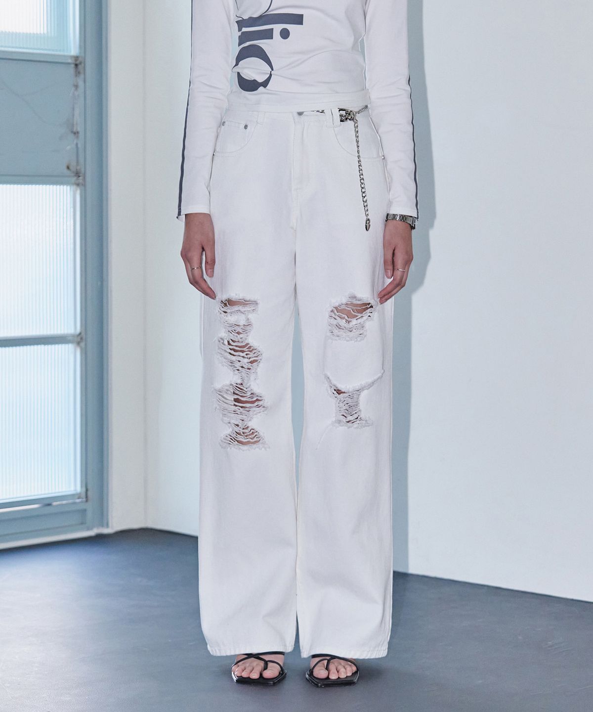 데케트 우먼(DECET WOMEN) Destroy Jeans DCWPT008Ivory
