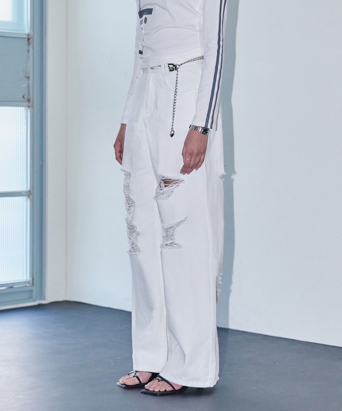 데케트 우먼(DECET WOMEN) Destroy Jeans DCWPT008Ivory
