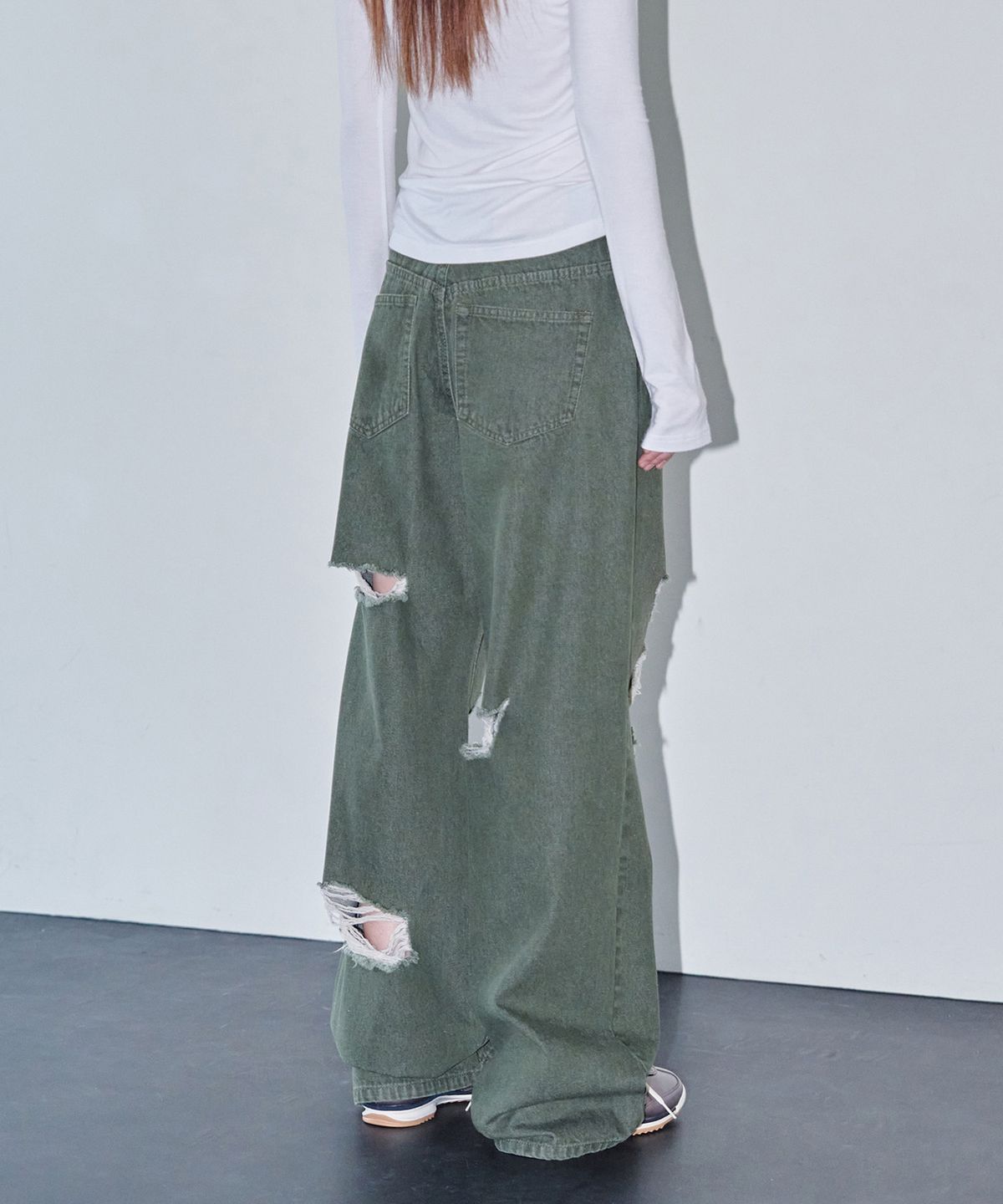 데케트 우먼(DECET WOMEN) Destroy Jeans DCWPT008Green