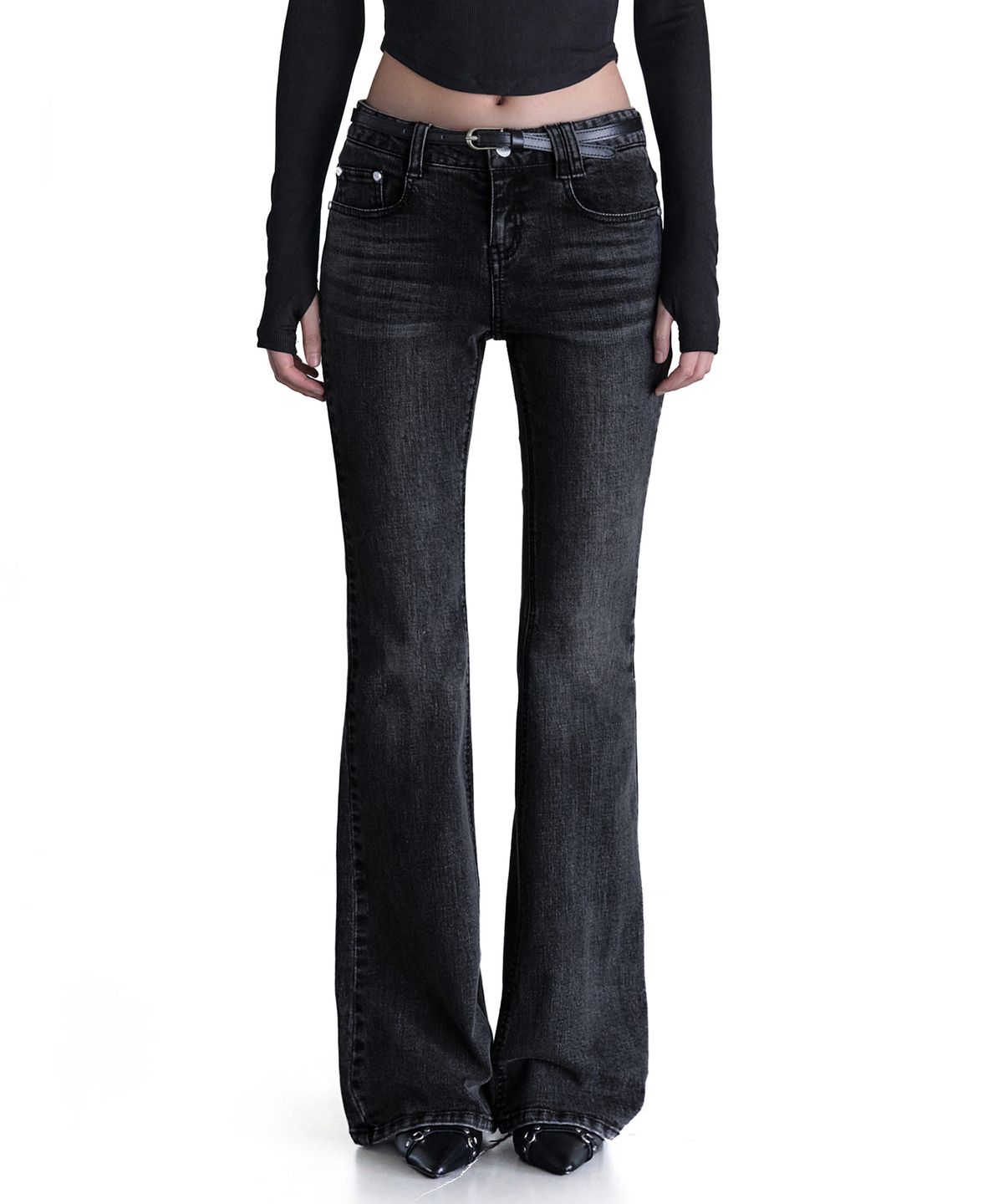 데케트 우먼(DECET WOMEN) Signature Slim Low Rise Flared Jeans DCWPT006BlackB
