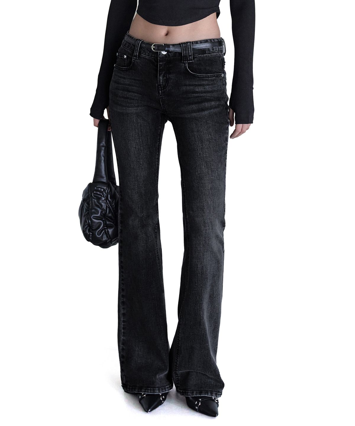 데케트 우먼(DECET WOMEN) Signature Slim Low Rise Flared Jeans DCWPT006BlackB