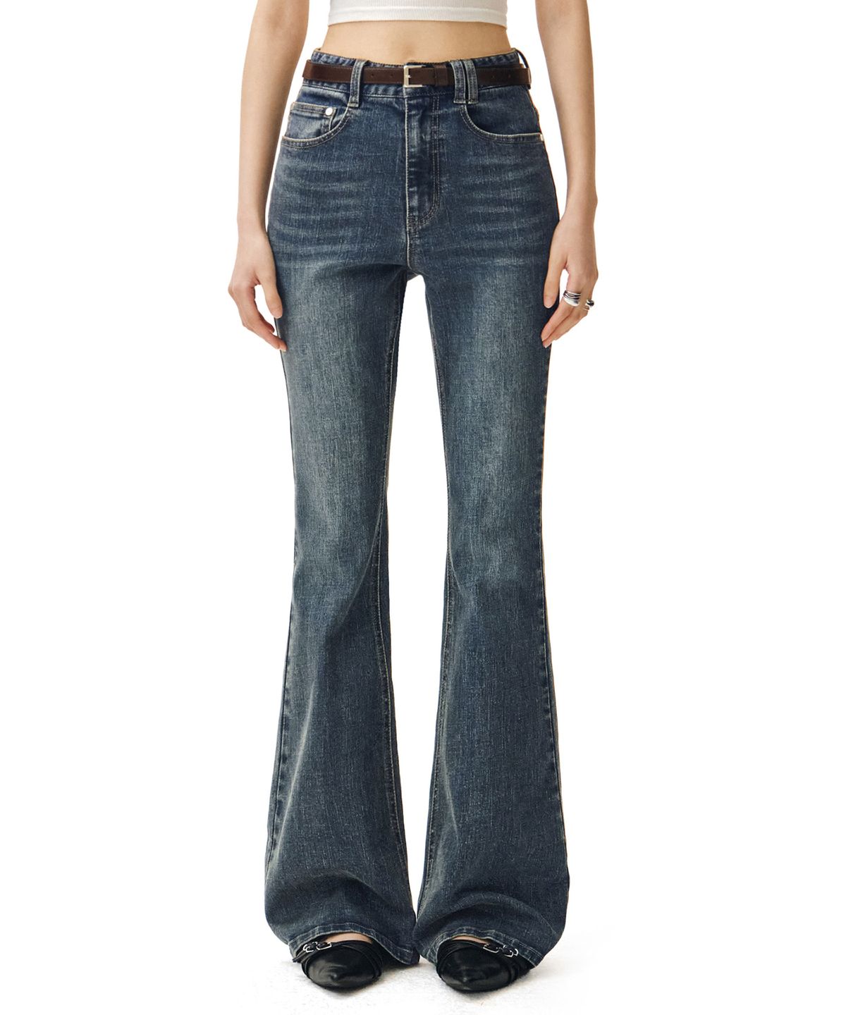 데케트 우먼(DECET WOMEN) Signature Slim Flared Jeans DCWPT005BlueB
