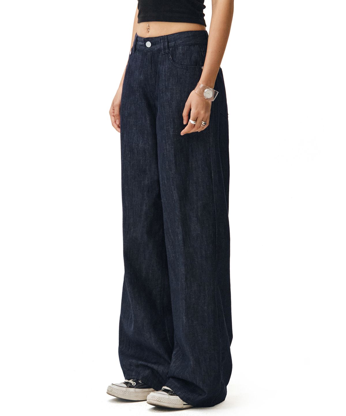 데케트 우먼(DECET WOMEN) [린넨라이크]Signature Low Rise Wide Jeans DCWPT004CPIndigo