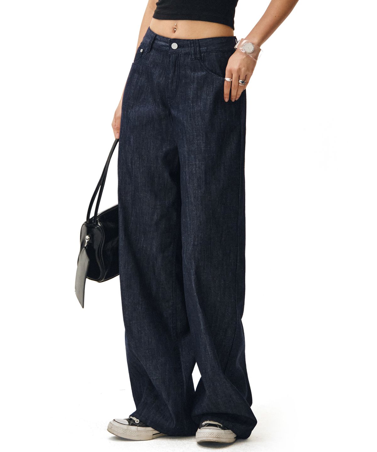 데케트 우먼(DECET WOMEN) [린넨라이크]Signature Low Rise Wide Jeans DCWPT004CPIndigo