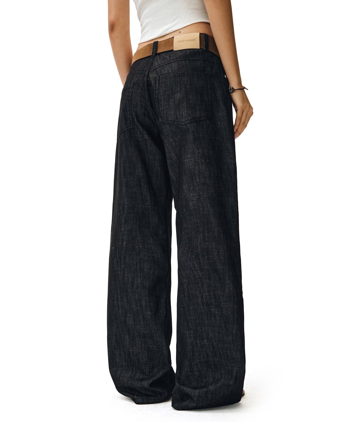 데케트 우먼(DECET WOMEN) [린넨라이크]Signature Low Rise Wide Jeans DCWPT004CPBlack