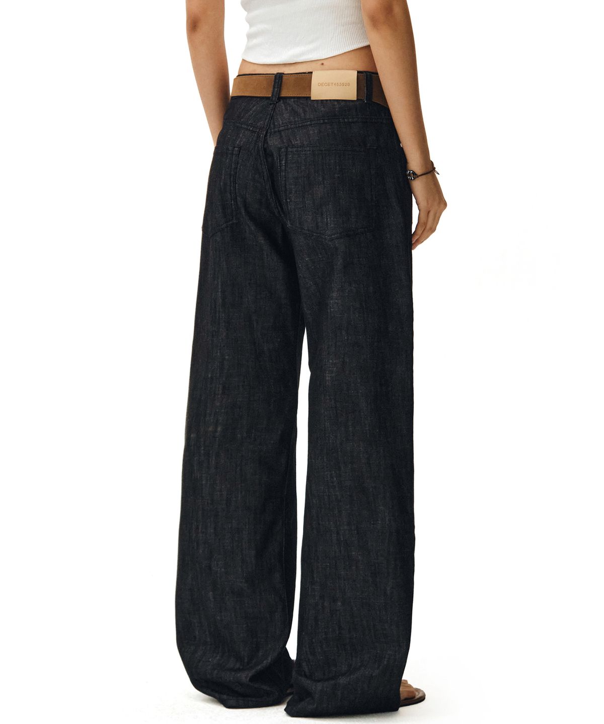 데케트 우먼(DECET WOMEN) [린넨라이크]Signature Low Rise Wide Jeans DCWPT004CPBlack