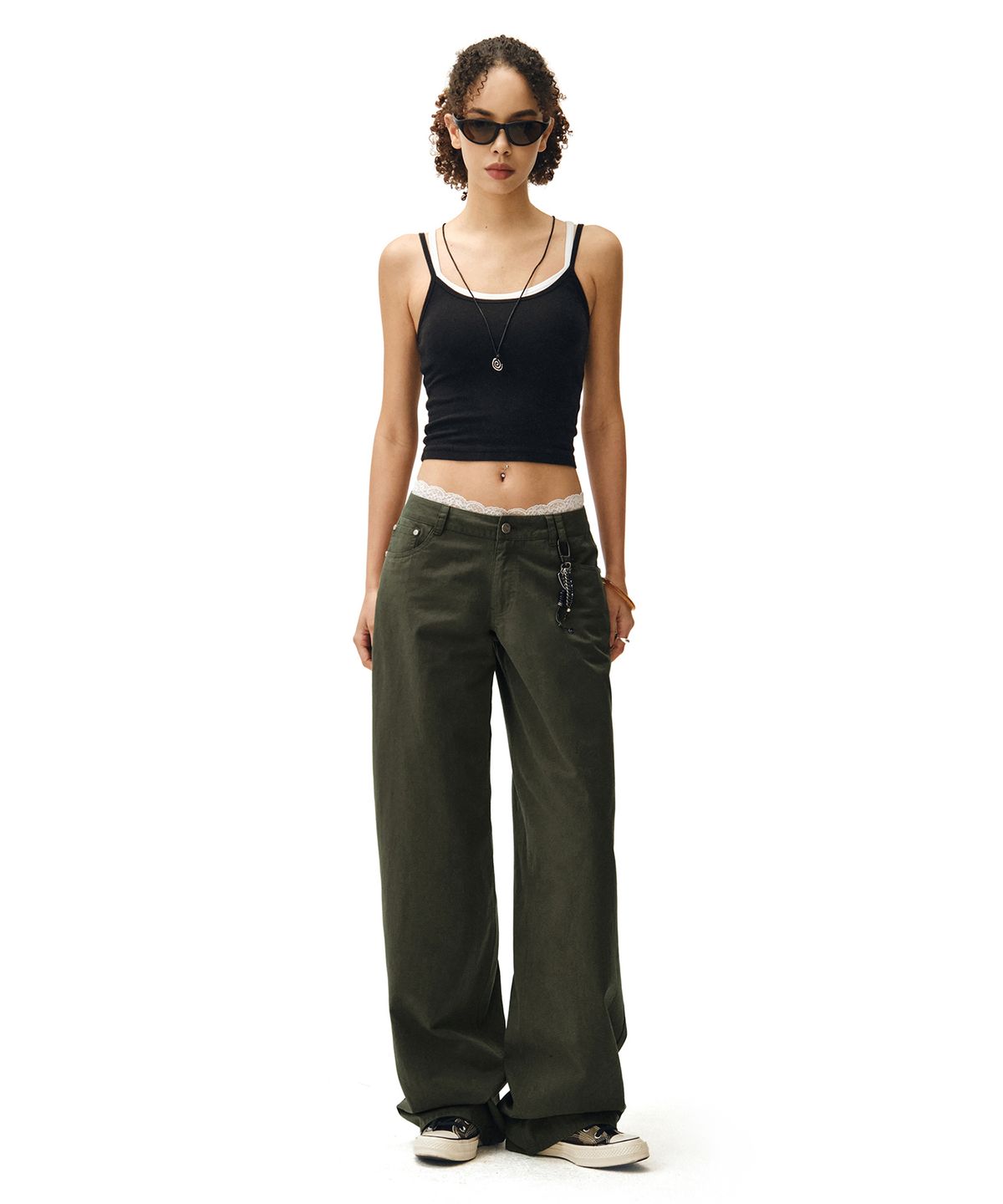 데케트 우먼(DECET WOMEN) Signature Low Rise Wide Jeans DCWPT004Khaki