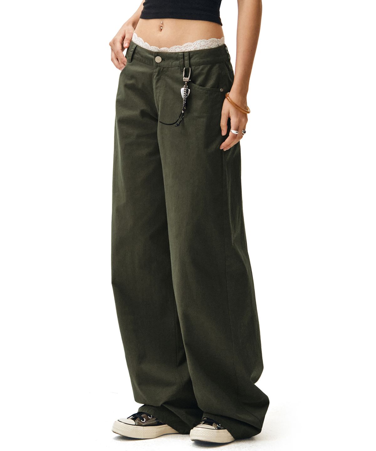 데케트 우먼(DECET WOMEN) Signature Low Rise Wide Jeans DCWPT004Khaki