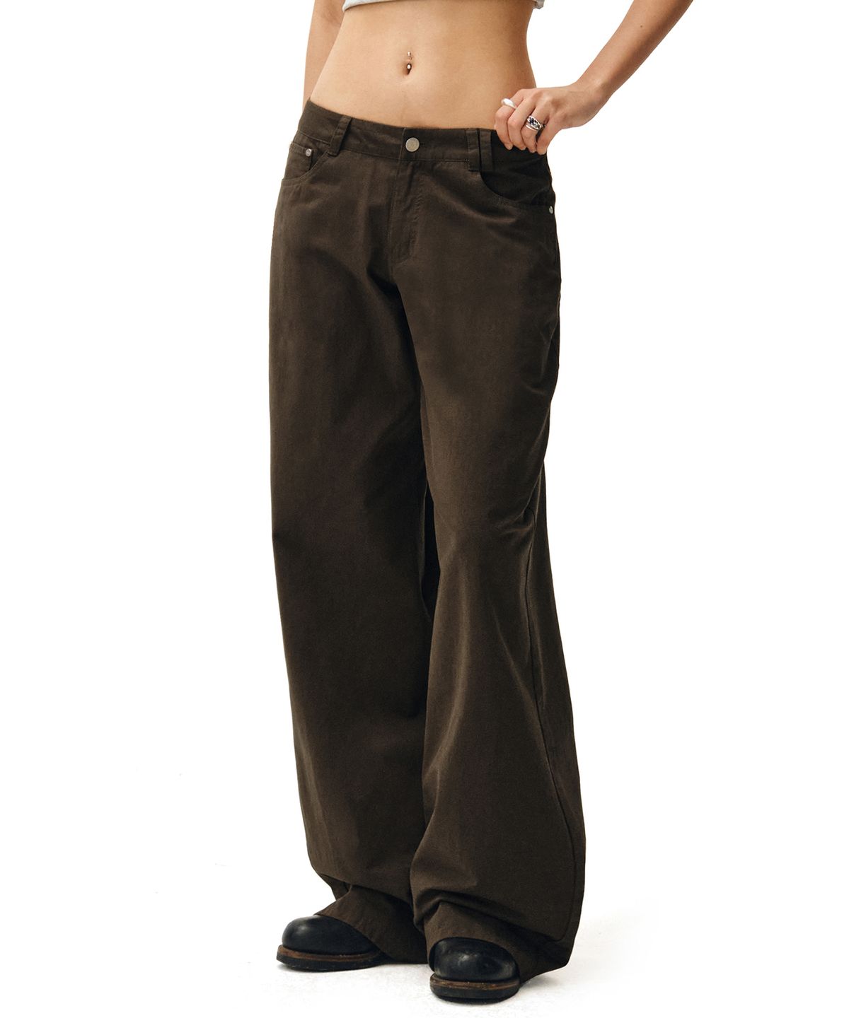 데케트 우먼(DECET WOMEN) Signature Low Rise Wide Jeans DCWPT004Brown