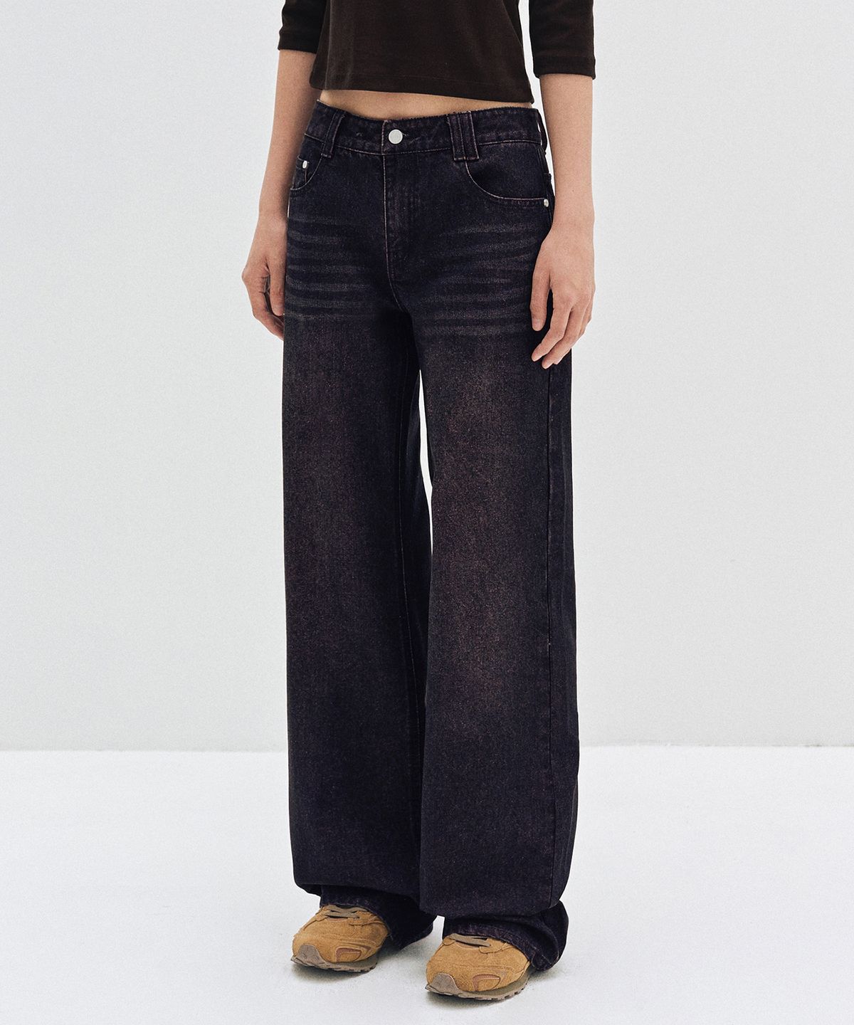 데케트 우먼(DECET WOMEN) Signature Low Rise Wide Jeans DCWPT004BlackPink