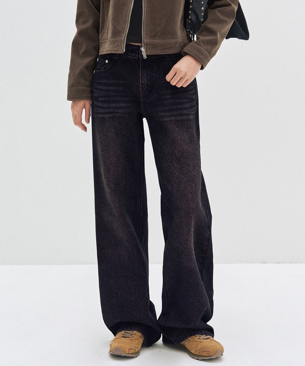 데케트 우먼(DECET WOMEN) Signature Low Rise Wide Jeans DCWPT004BlackPink
