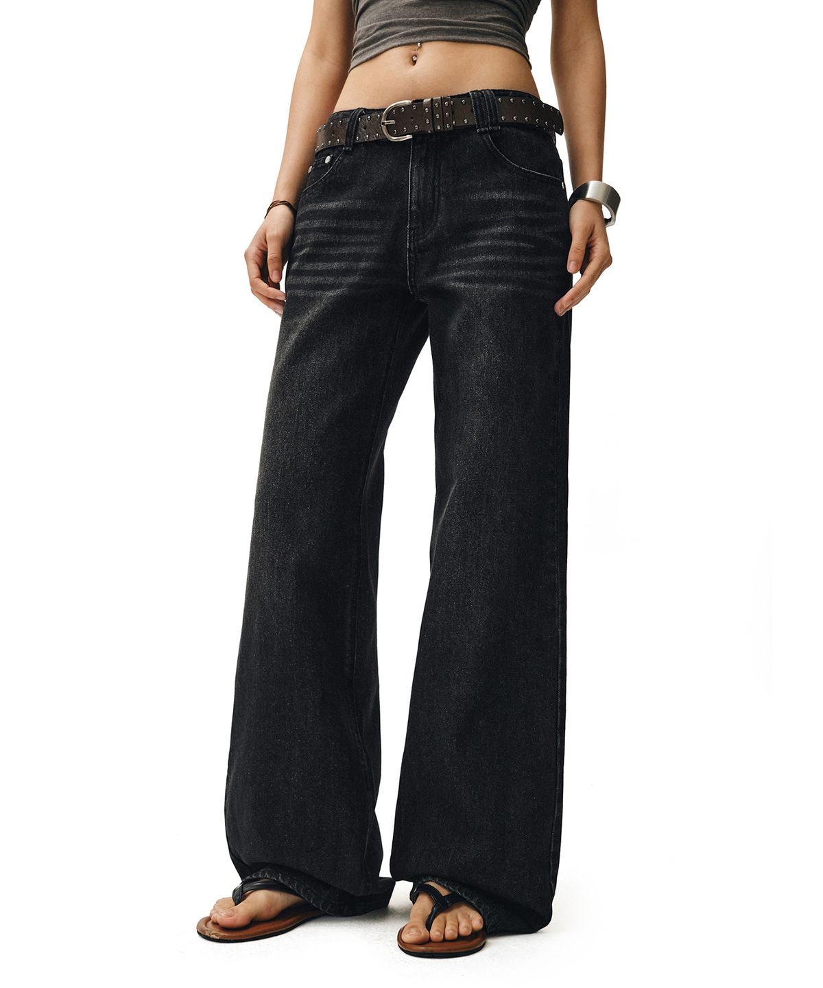 데케트 우먼(DECET WOMEN) Signature Low Rise Wide Jeans DCWPT004BlackB