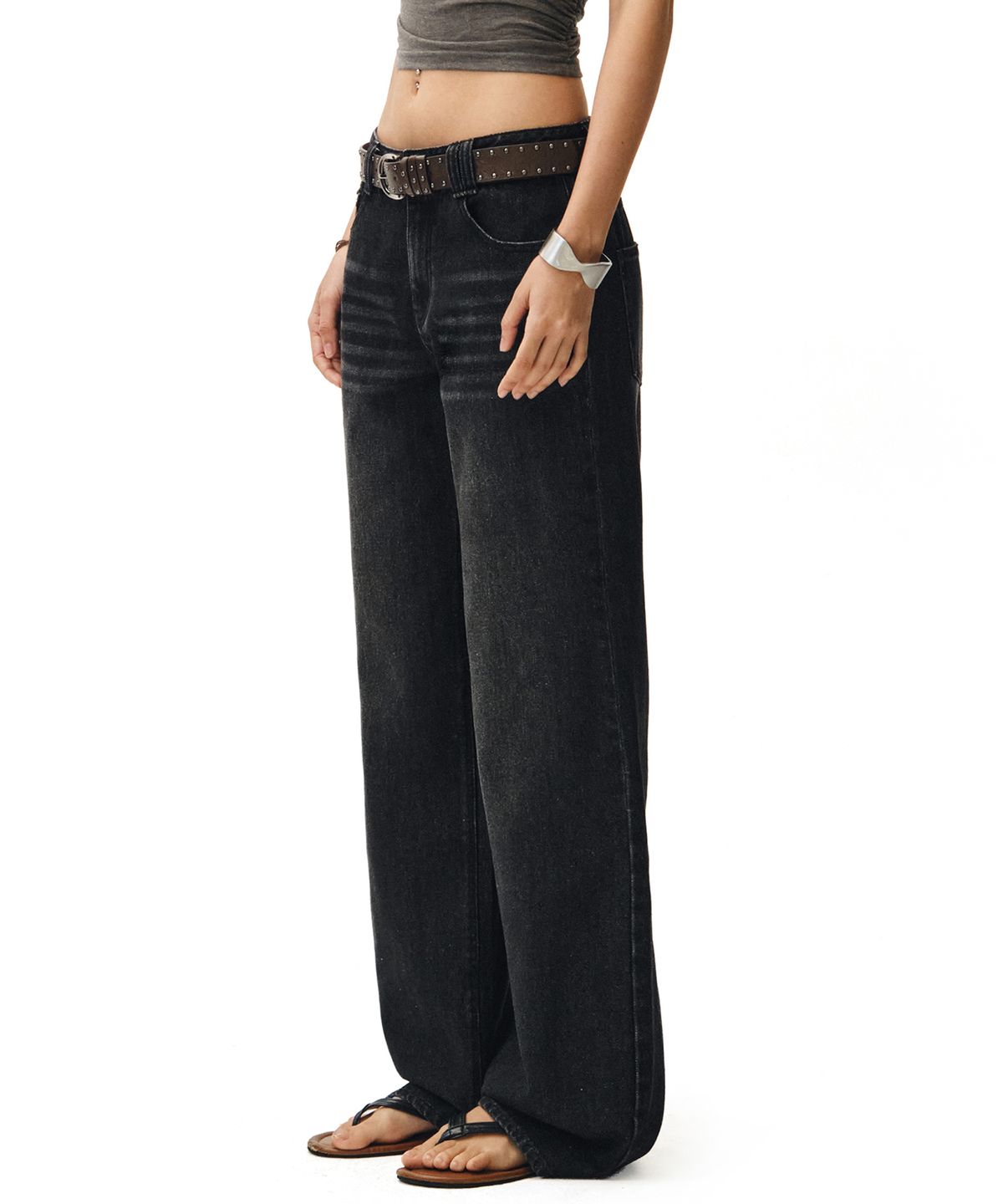 데케트 우먼(DECET WOMEN) Signature Low Rise Wide Jeans DCWPT004BlackB