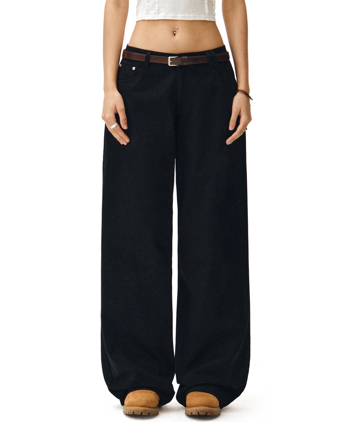 데케트 우먼(DECET WOMEN) Signature Low Rise Wide Jeans DCWPT004Black