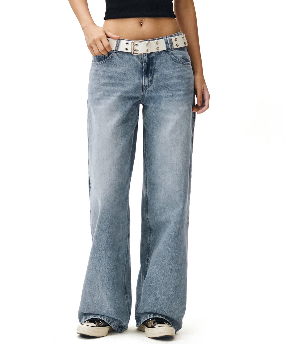 데케트 우먼(DECET WOMEN) Signature Low Rise Wide Jeans DCWPT004LBlueB