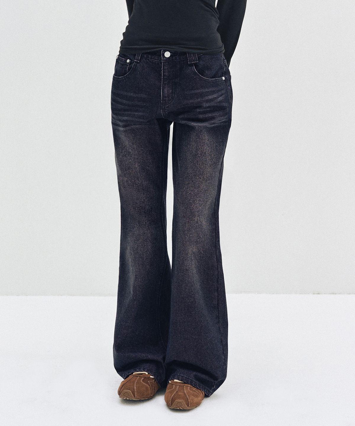 데케트 우먼(DECET WOMEN) Signature Low Rise Semi Flared Jeans DCWPT003BlackPink