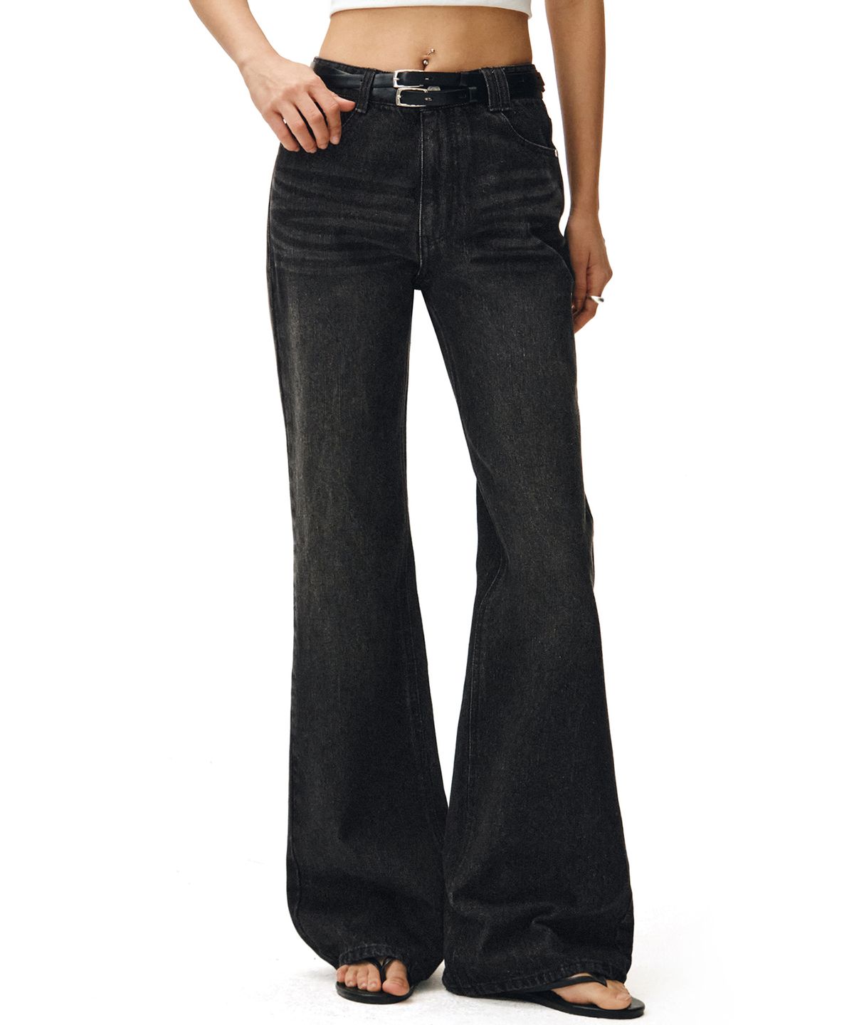 데케트 우먼(DECET WOMEN) Signature Semi Flared Jeans DCWPT002BlackB