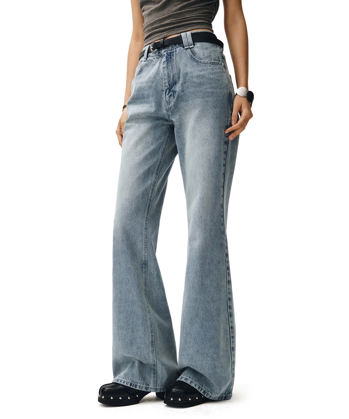 데케트 우먼(DECET WOMEN) Signature Semi Flared Jeans DCWPT002LBlueB