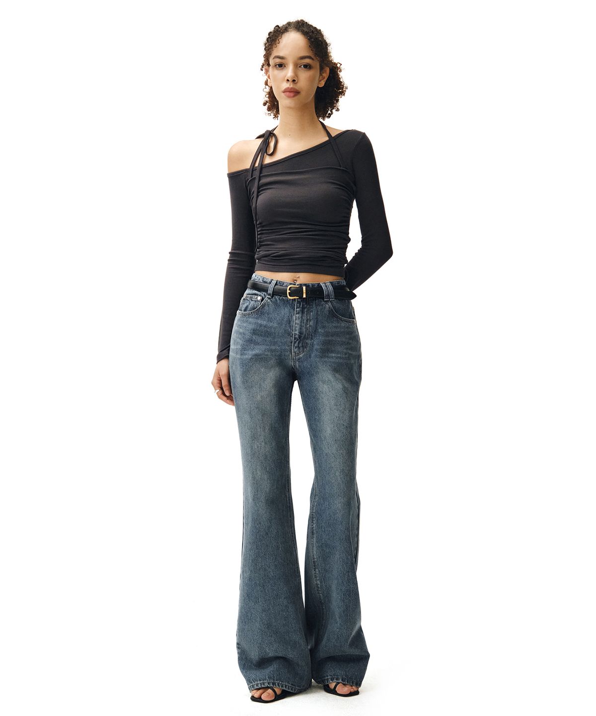 데케트 우먼(DECET WOMEN) Signature Semi Flared Jeans DCWPT002BlueB