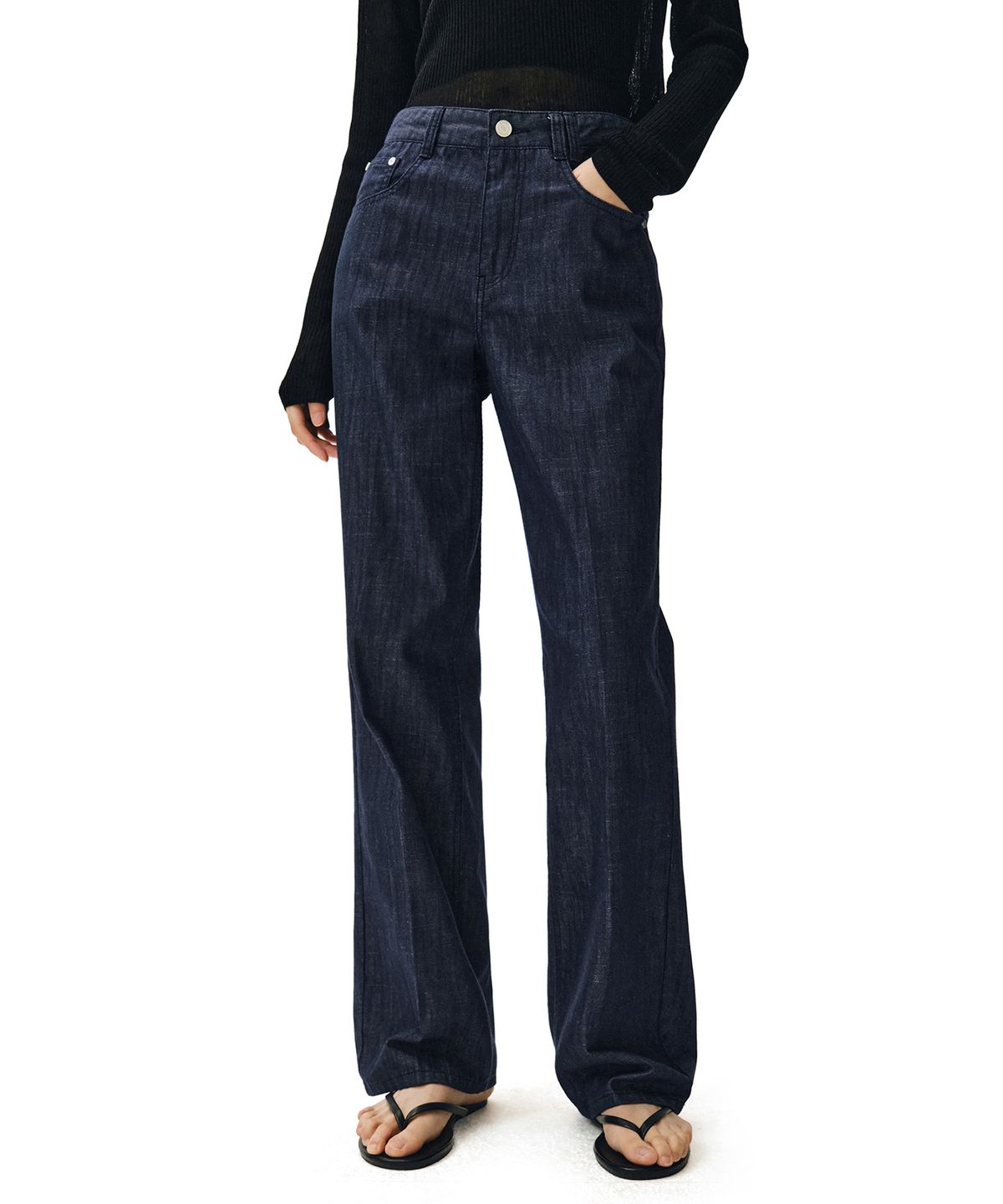 데케트 우먼(DECET WOMEN) [린넨라이크]Signature Straight Jeans DCWPT001CPIndigo