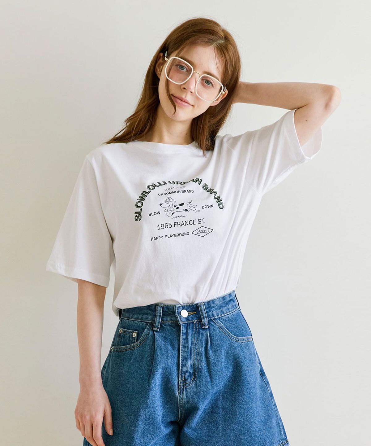 슬로우롤리(SLOWLOLLI) Urban puppy casual t-shirt_3 Colors