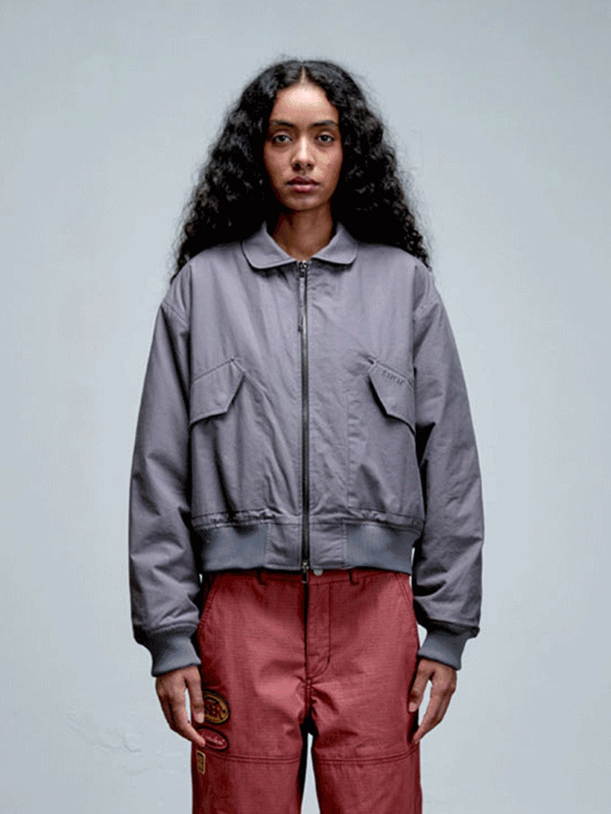 에르에르(ERER) Washed Bomber Jacket Purple