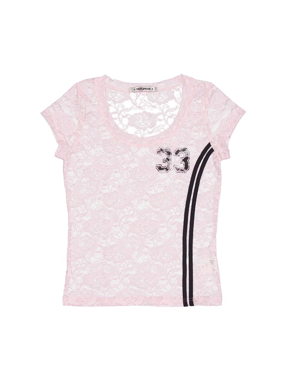 SETUPEXE 33 LACE TOP ピンク MUSINSA | SETUPEXE 33 LACE TOP / BABY PINK