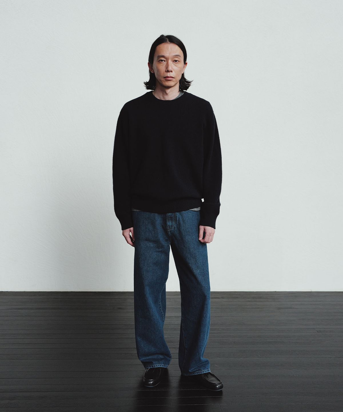 블랭크룸(BLANKROOM) 머시 데님 팬츠_DEEP BLUE