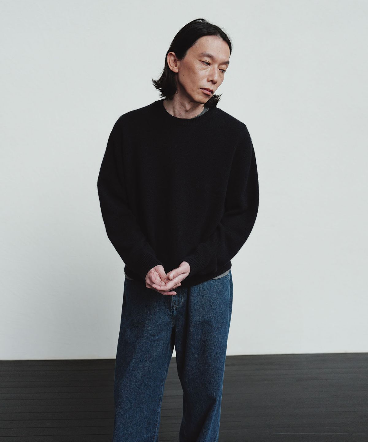 블랭크룸(BLANKROOM) 머시 데님 팬츠_DEEP BLUE
