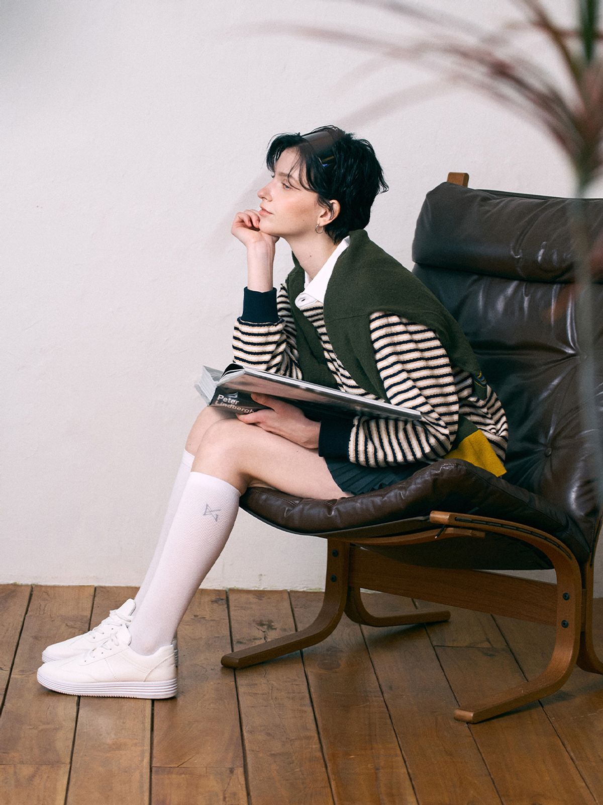 버뮤다그래스(BERMUDAGRASS) 베이직 압박 니삭스-WHITE