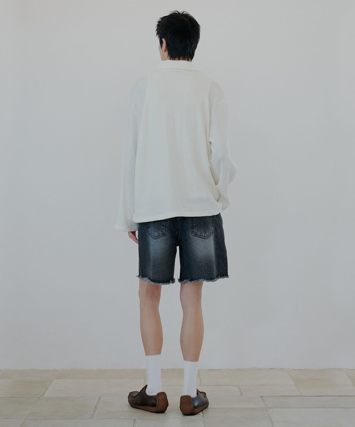 누아클레(NUAKLE) 카라 니팅 티셔츠_아이보리