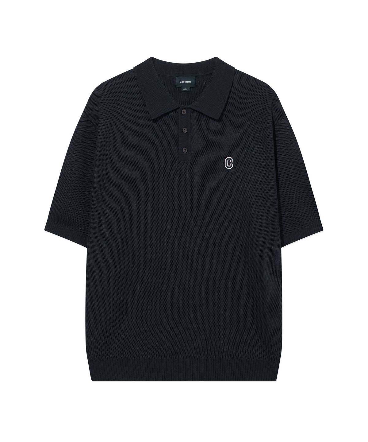 커버낫(COVERNAT) C 로고 카라 하프 니트 Dark Navy