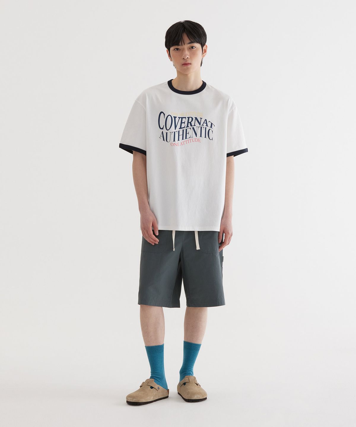 커버낫(COVERNAT) 레귤러 C 로고 퍼티그 쇼츠 Khaki