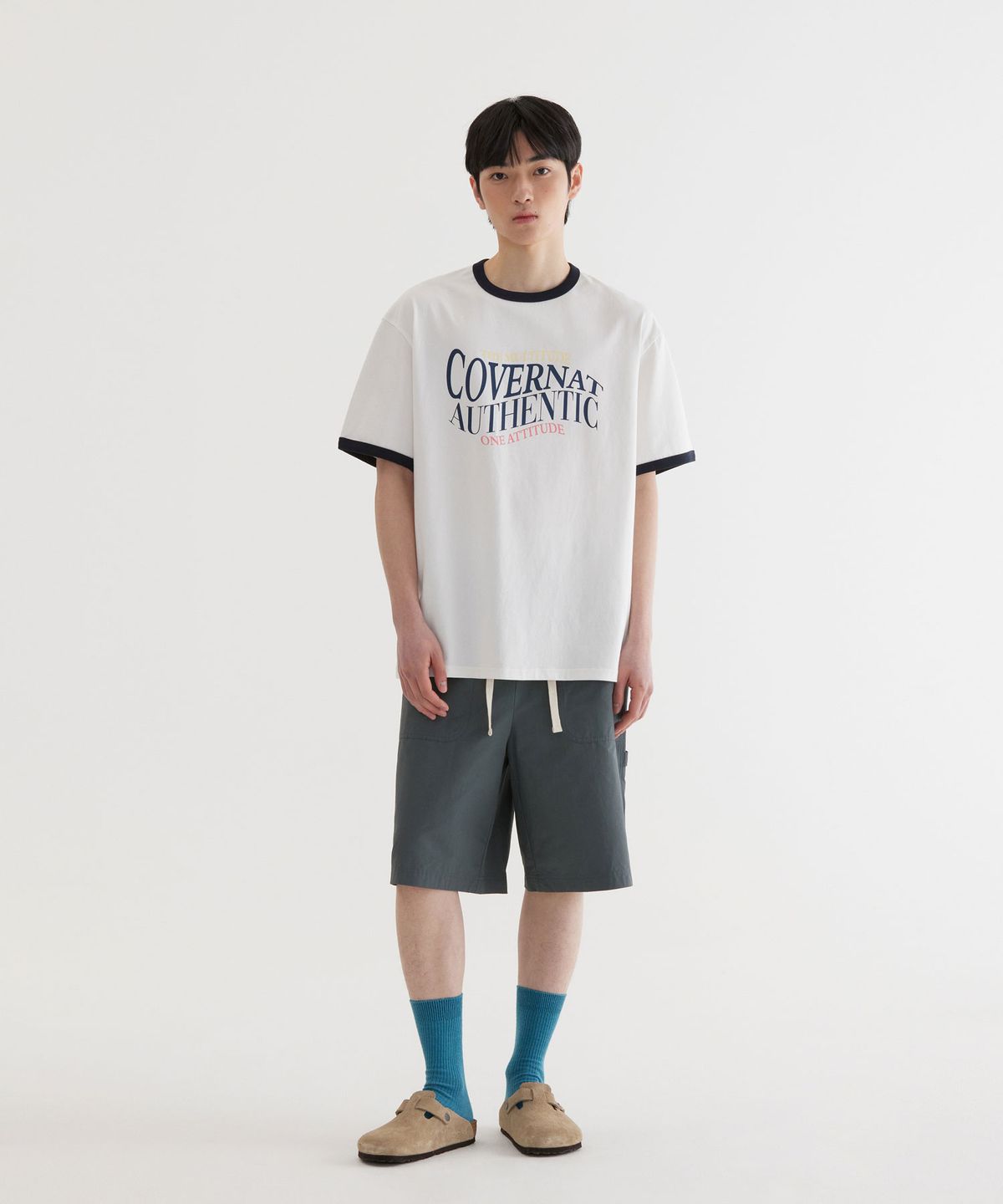 커버낫(COVERNAT) 타이포 그래픽 링거 티셔츠 White