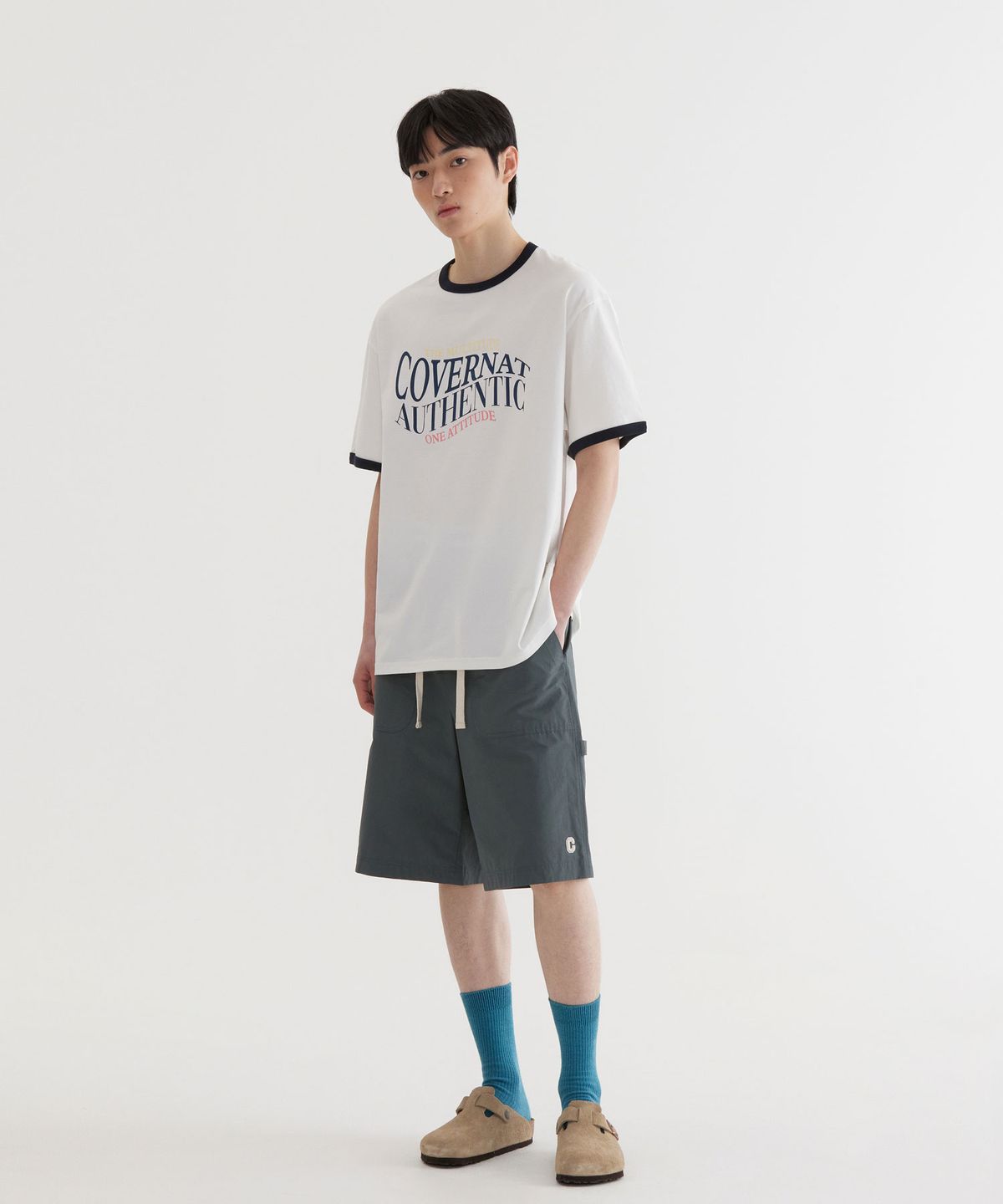 커버낫(COVERNAT) 타이포 그래픽 링거 티셔츠 White