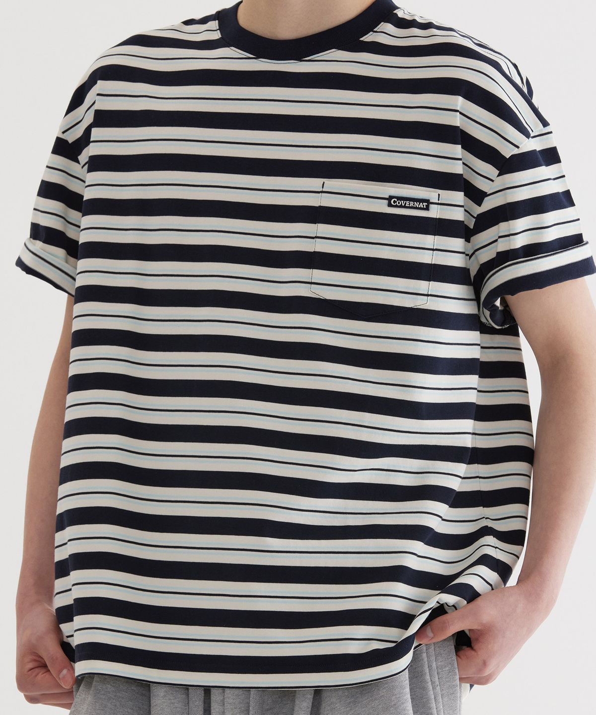 커버낫(COVERNAT) 멀티 스트라이프 티셔츠 Dark Navy