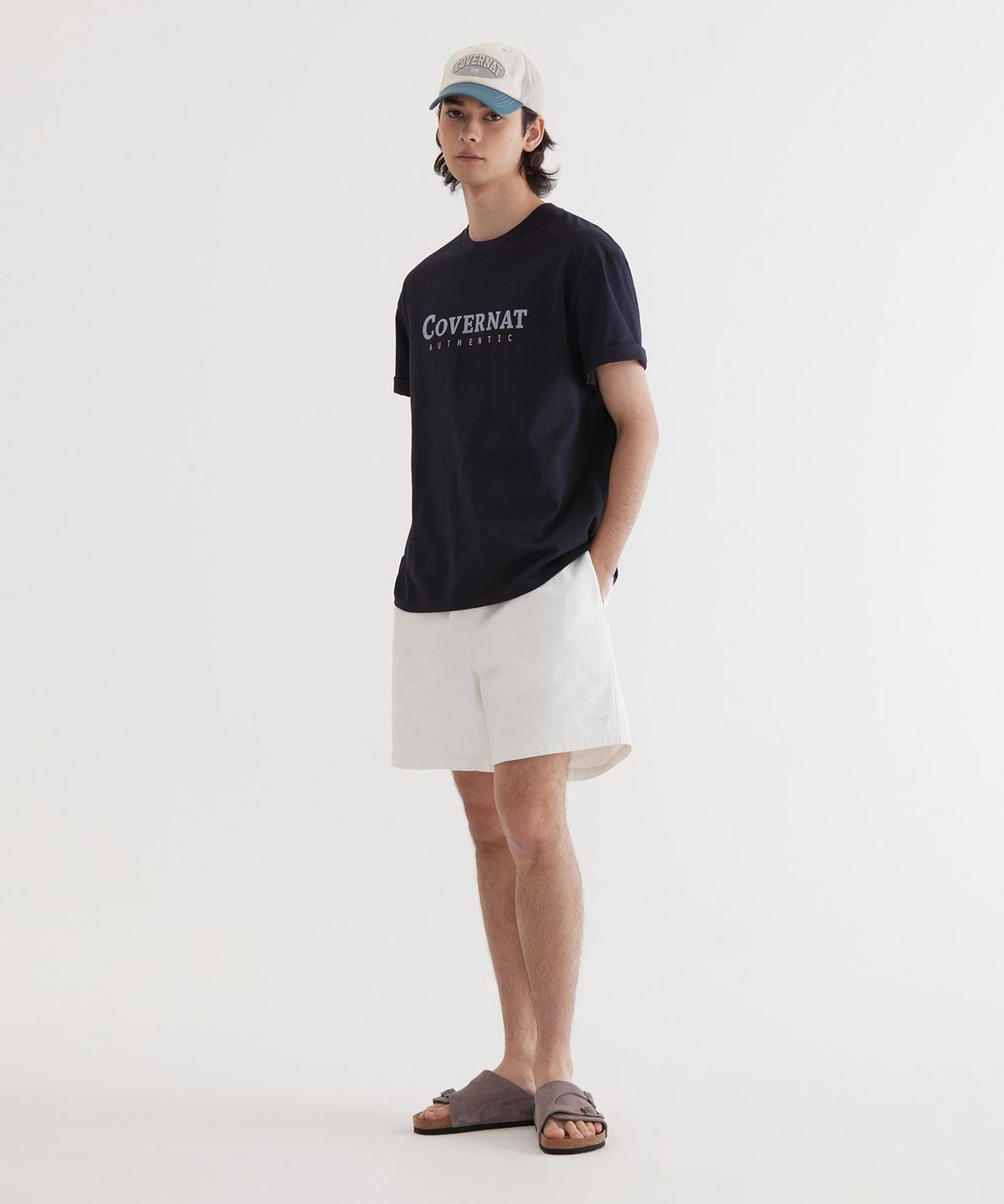 커버낫(COVERNAT) 센터 어센틱 티셔츠 Dark Navy
