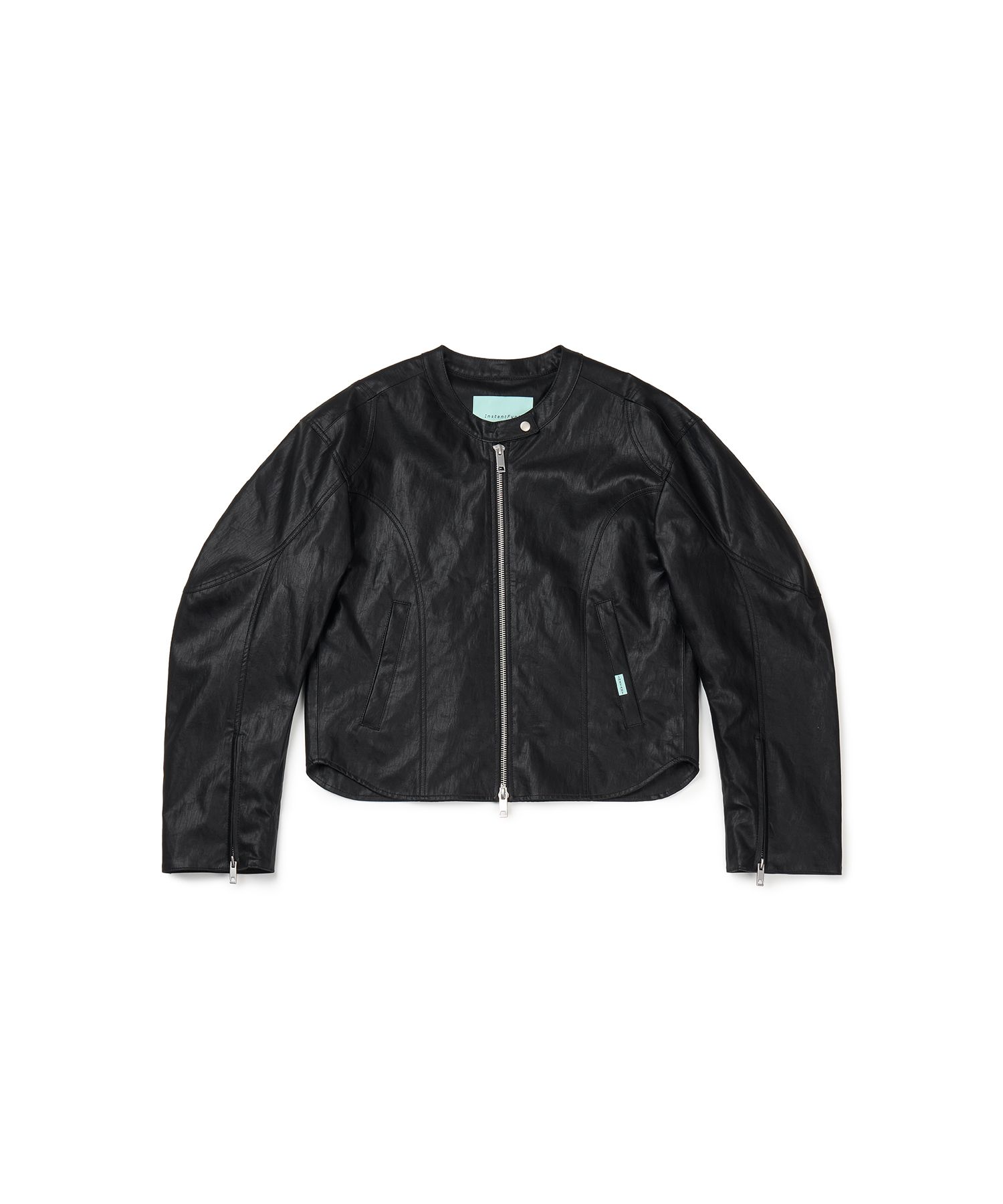 MUSINSA | INSTANTFUNK Faux Leather Short Jacket - Black