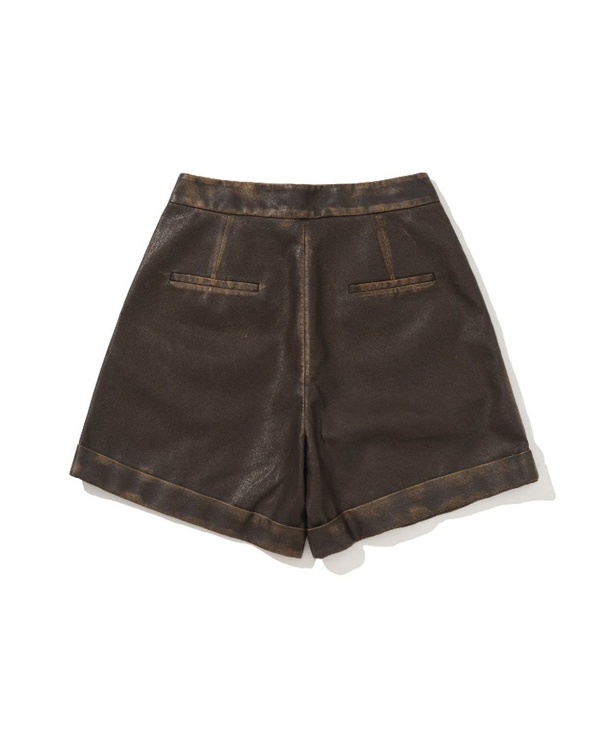 에르에르(ERER) Vintage Wash Leather Shorts Brown