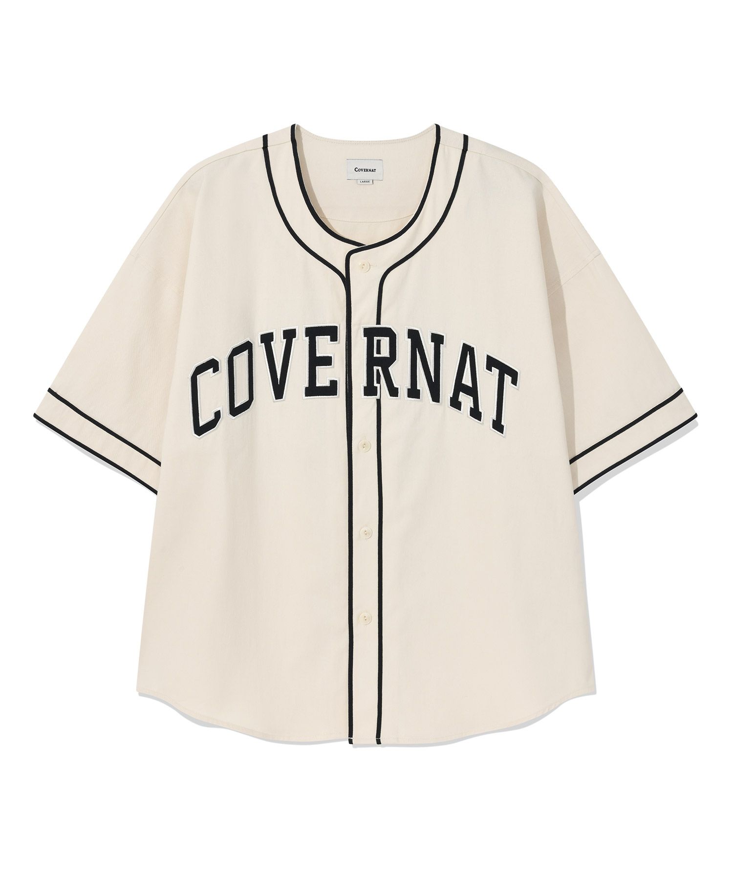 [COVERNAT] Arch Logo Baseball Half Shirt /追跡付 MUSINSA公式 | COVERNAT Arch Logo Baseball Half Shirt Ivory