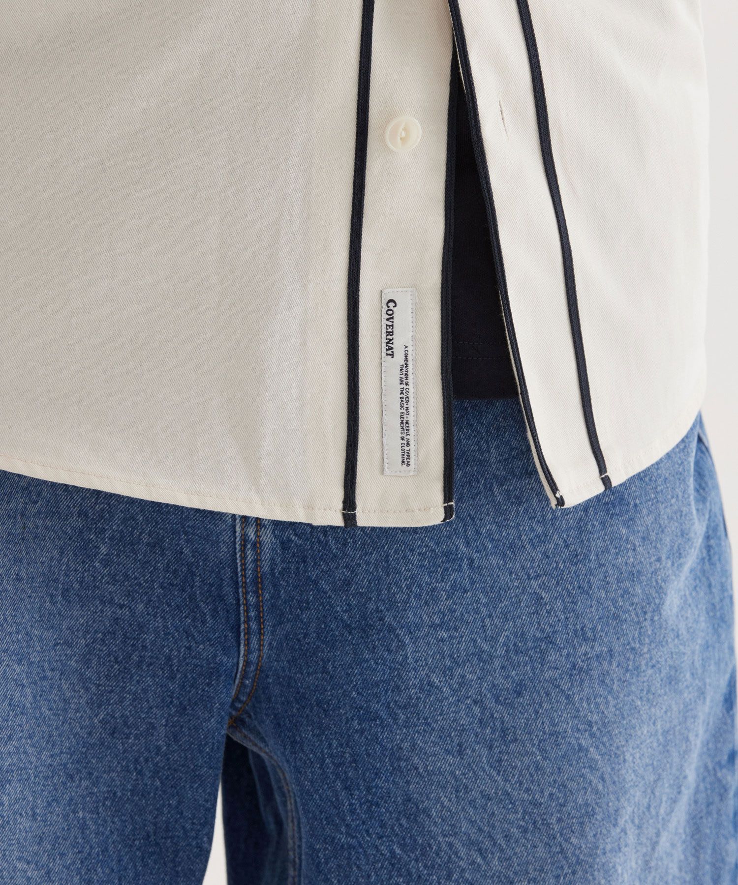 MUSINSA公式 | COVERNAT Arch Logo Baseball Half Shirt Ivory