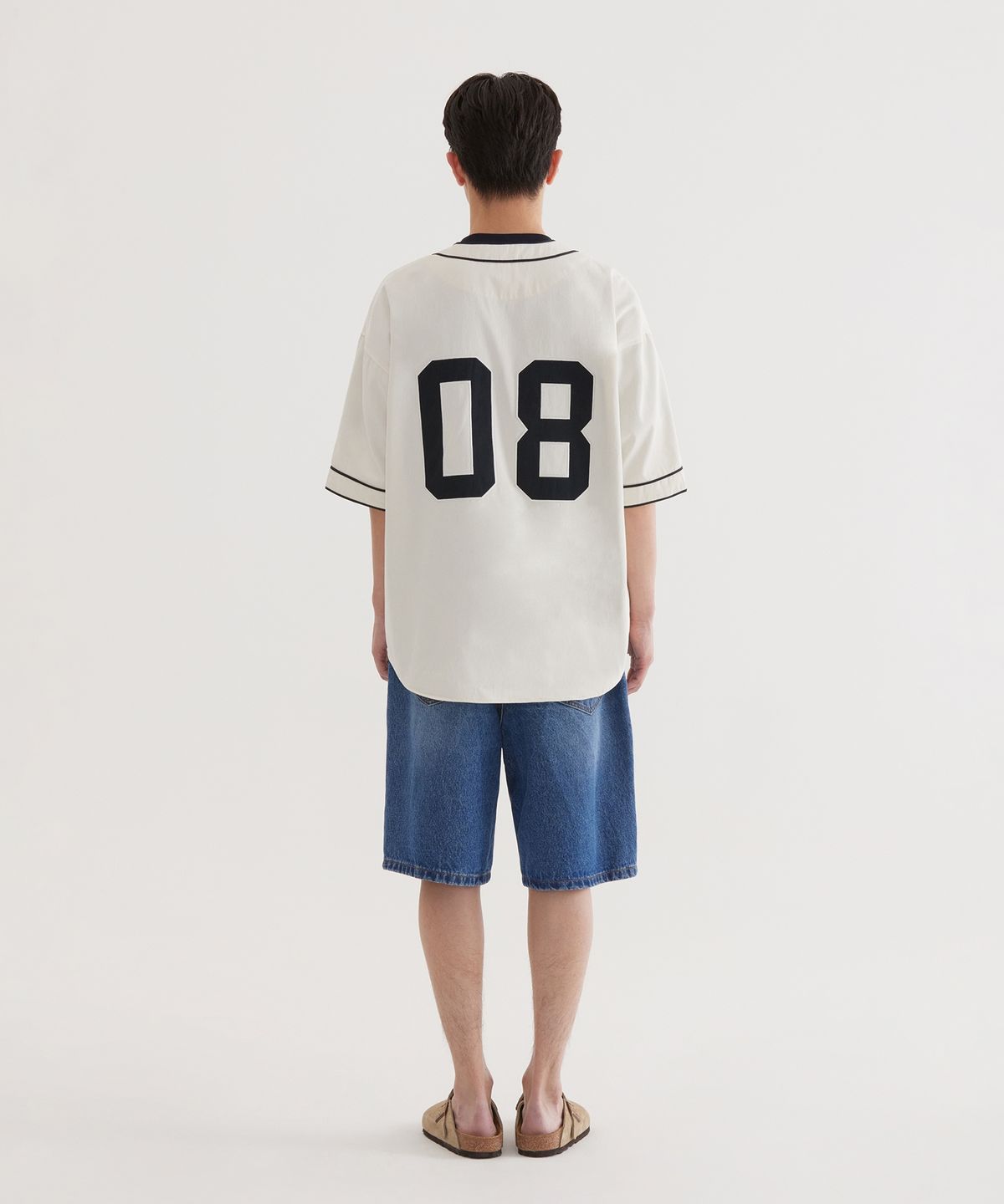 커버낫(COVERNAT) 아치로고 베이스볼 하프 셔츠 Ivory