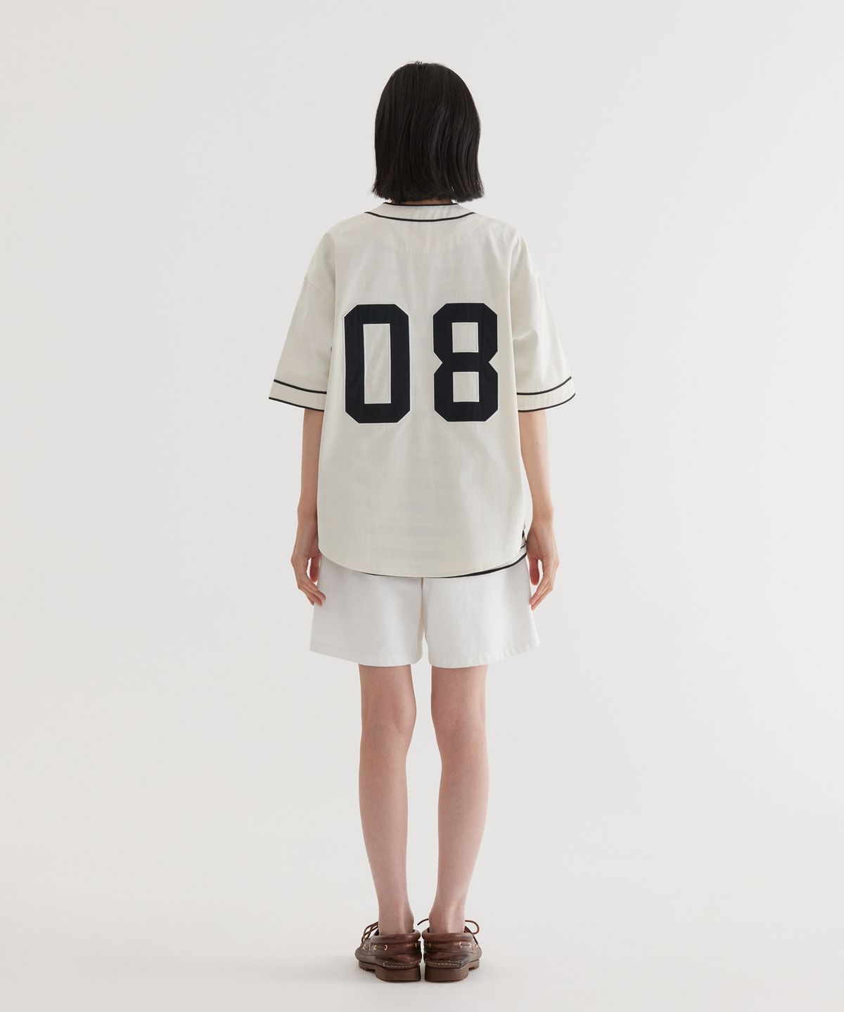 커버낫(COVERNAT) 아치로고 베이스볼 하프 셔츠 Ivory