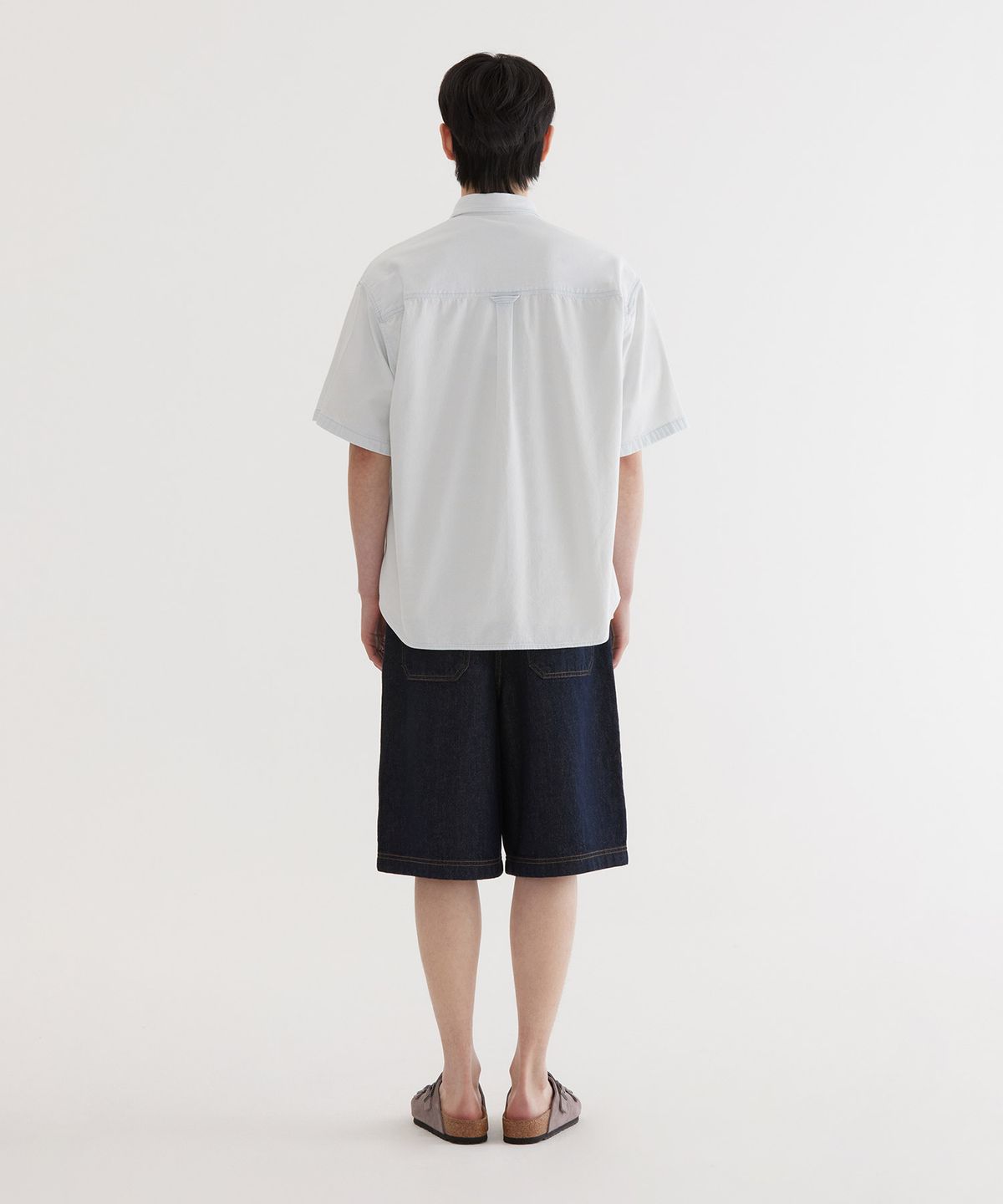 커버낫(COVERNAT) C 로고 데님 하프 셔츠 White